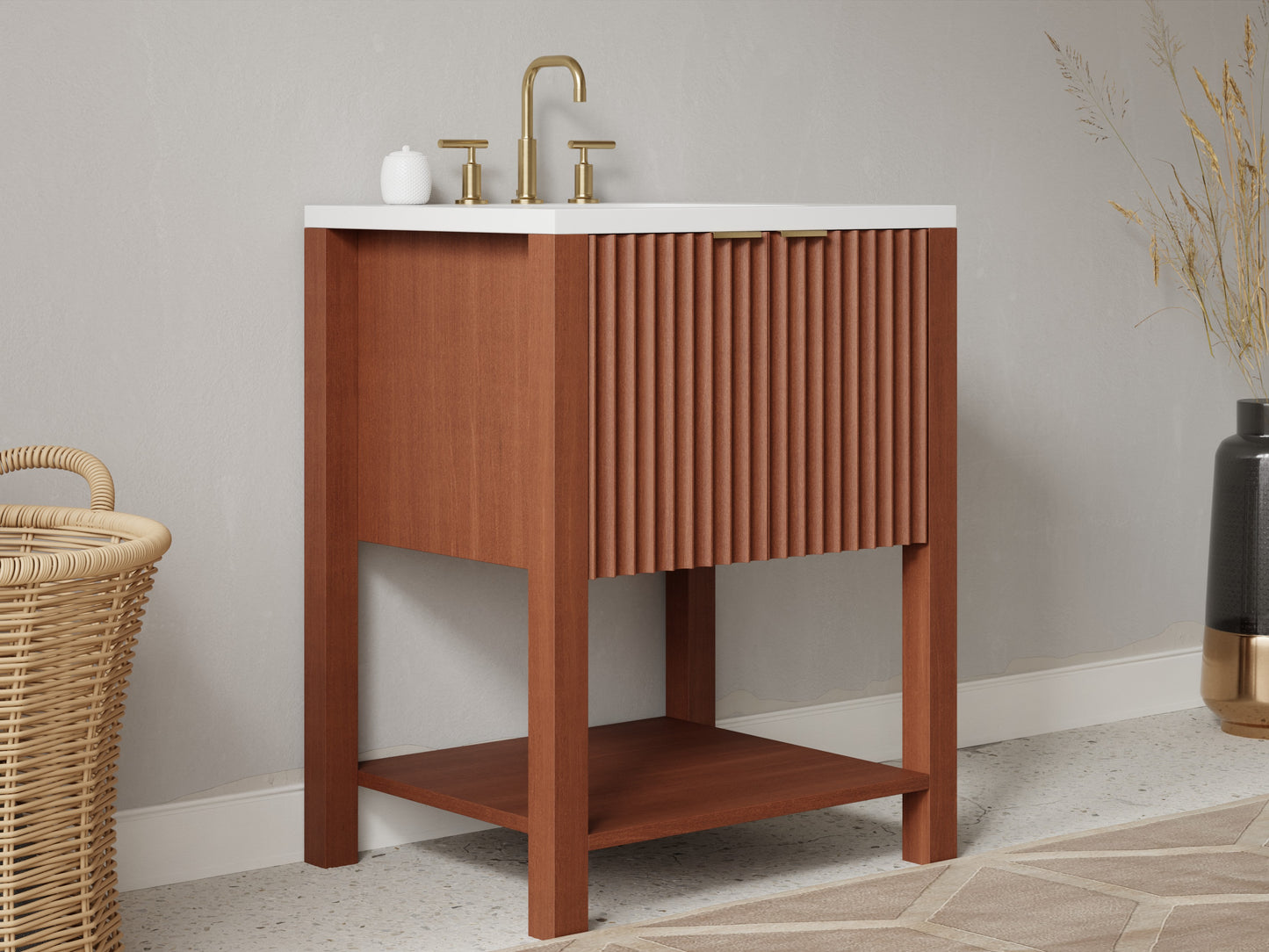 fluted - mahogany - side