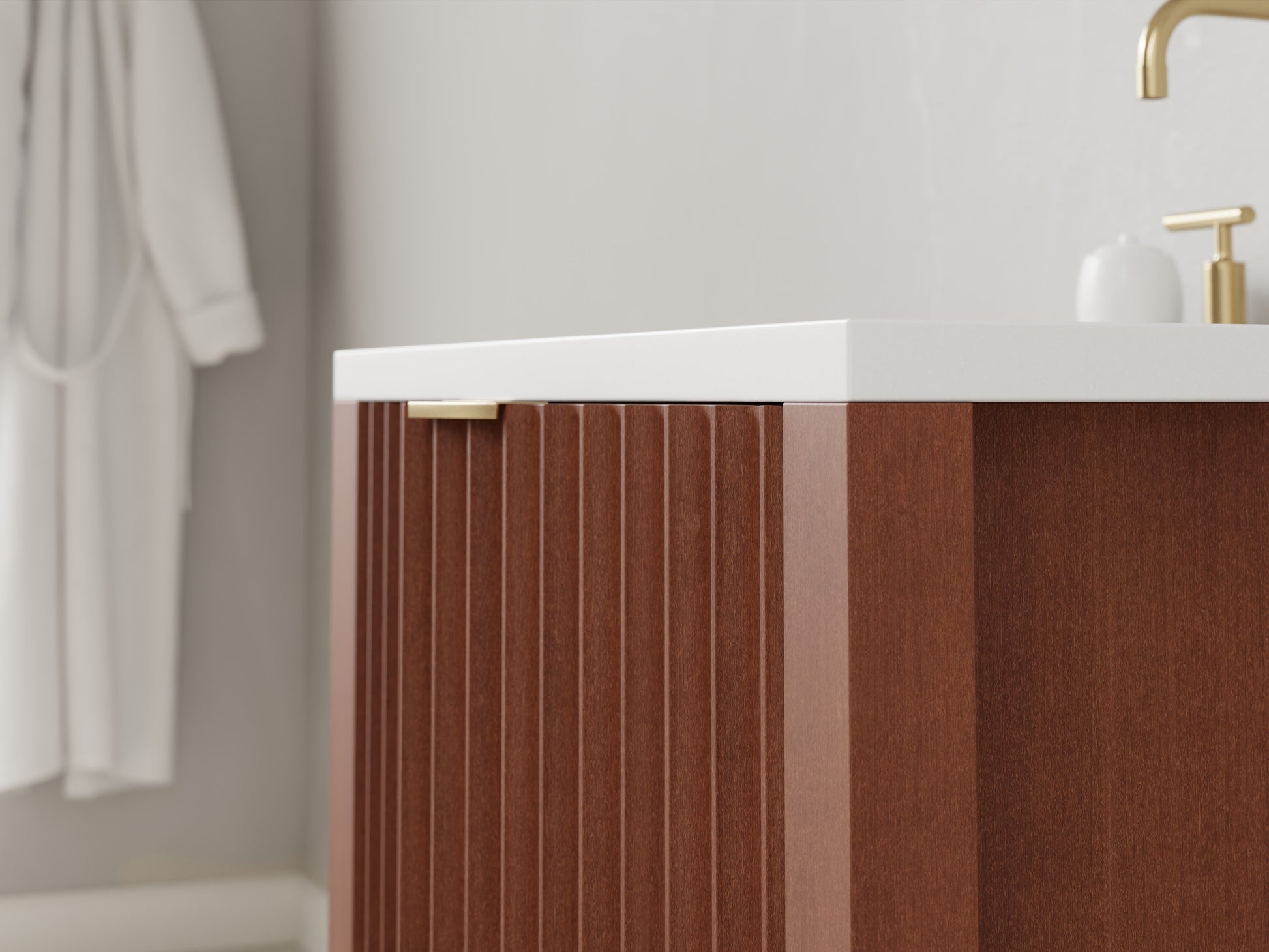 fluted - mahogany - closeup