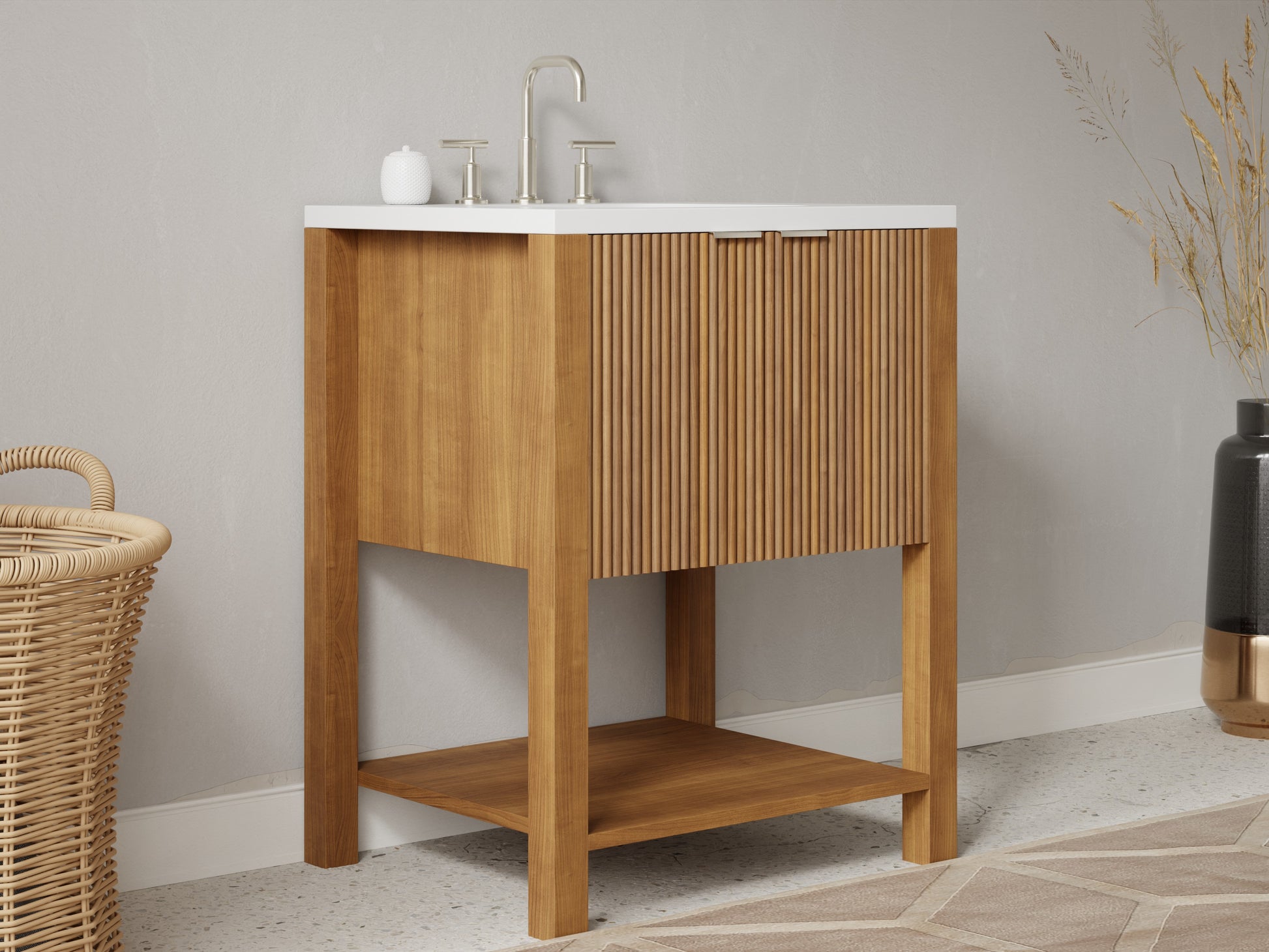 reeded - teak - side