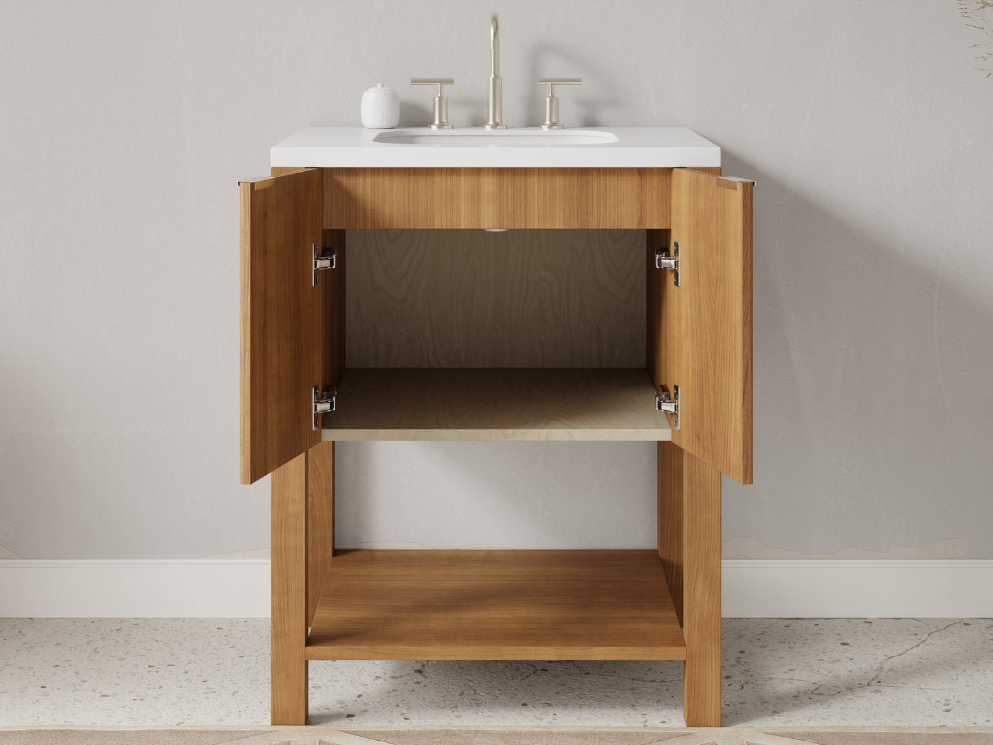 reeded - teak - open