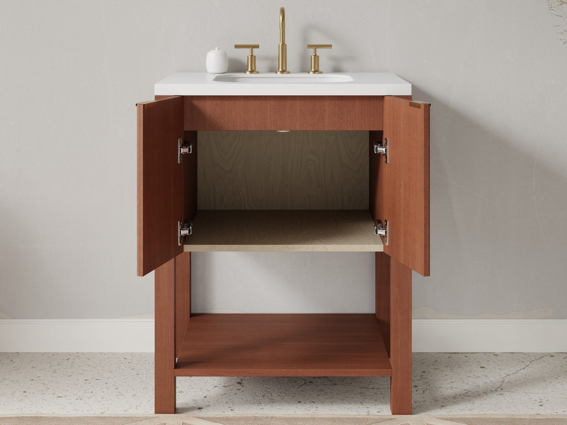 reeded - mahogany - open
