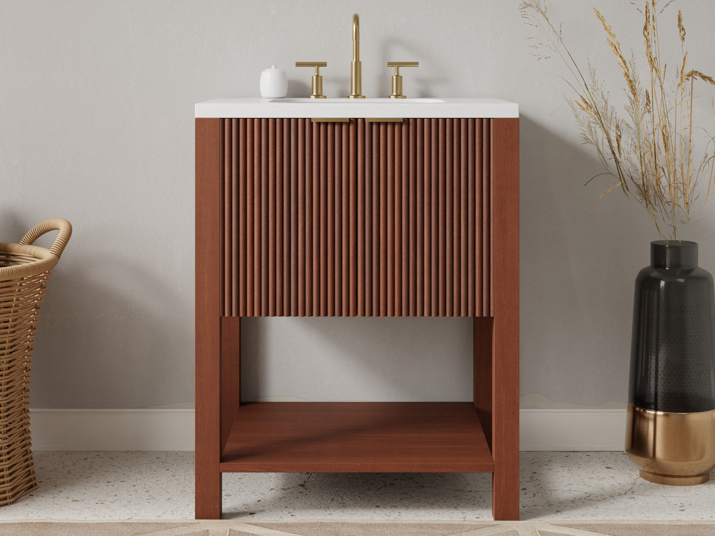 reeded - mahogany - front