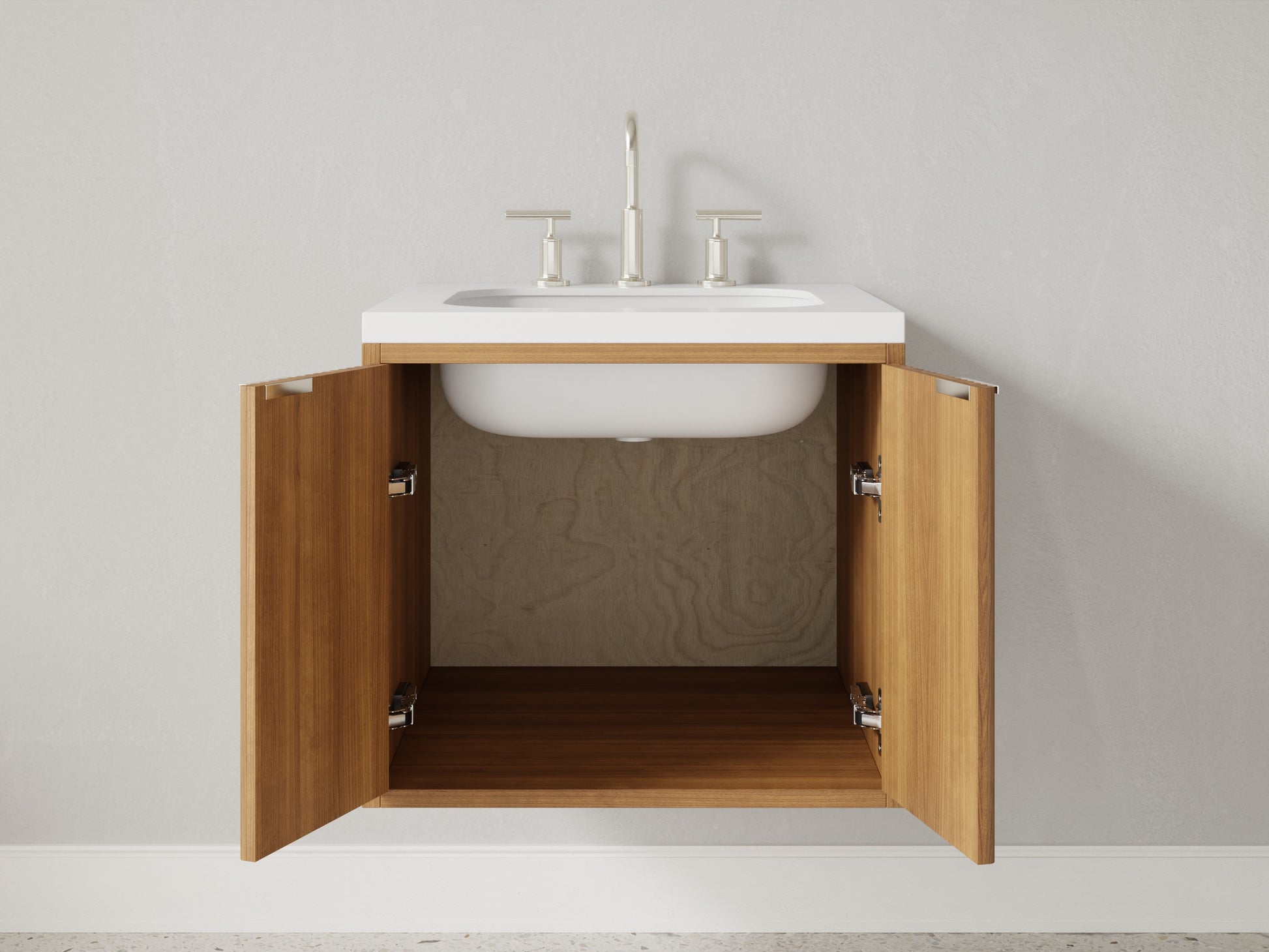 reeded - teak - open