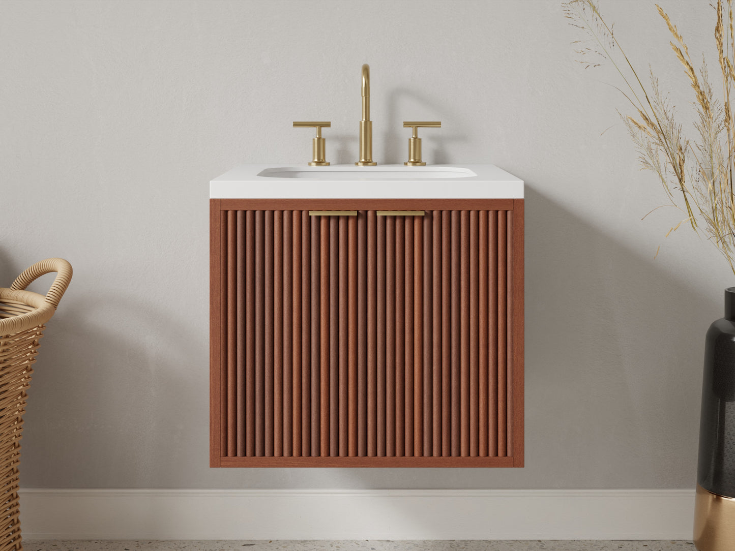 reeded - mahogany - front