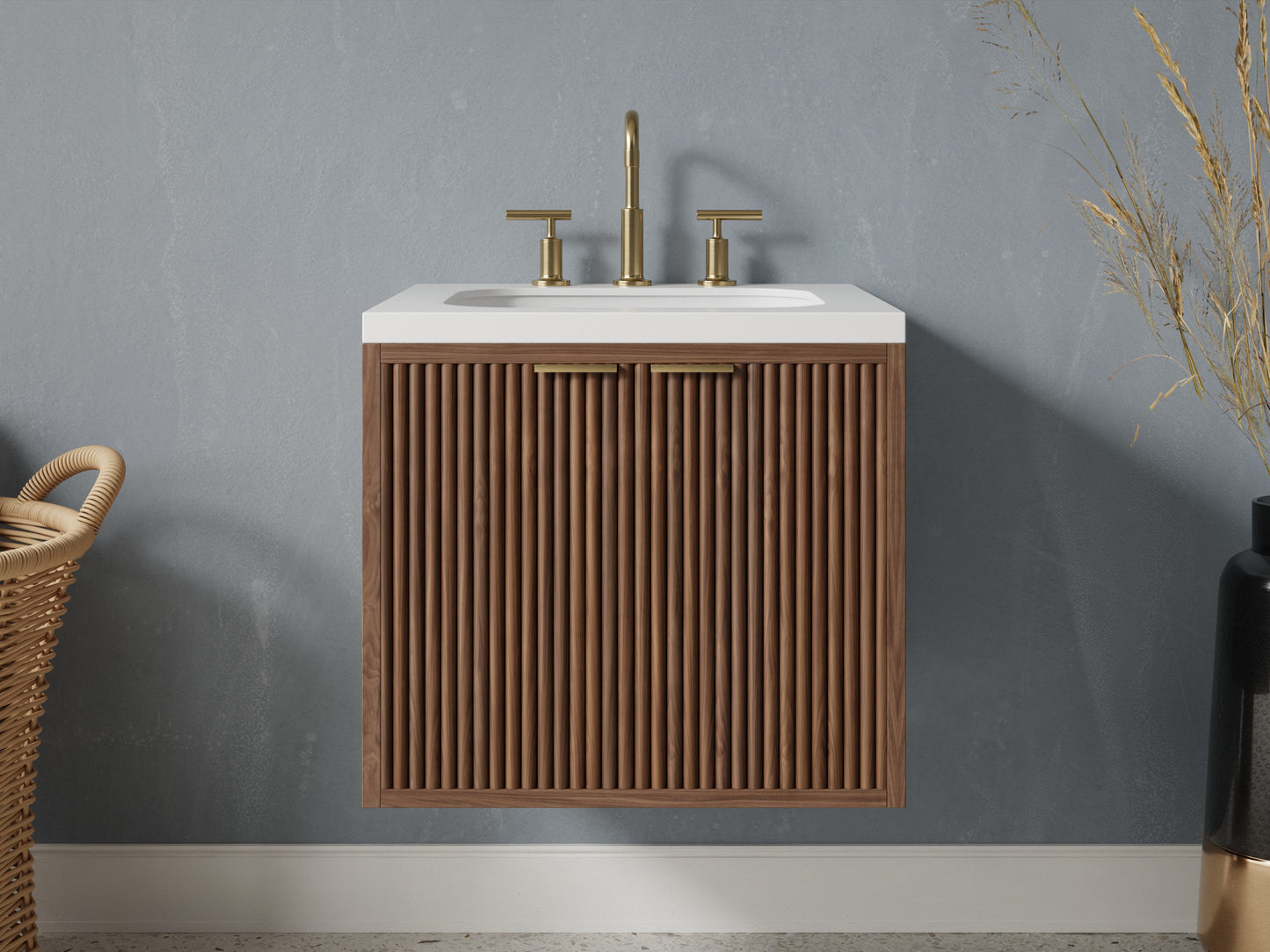 reeded - walnut - front