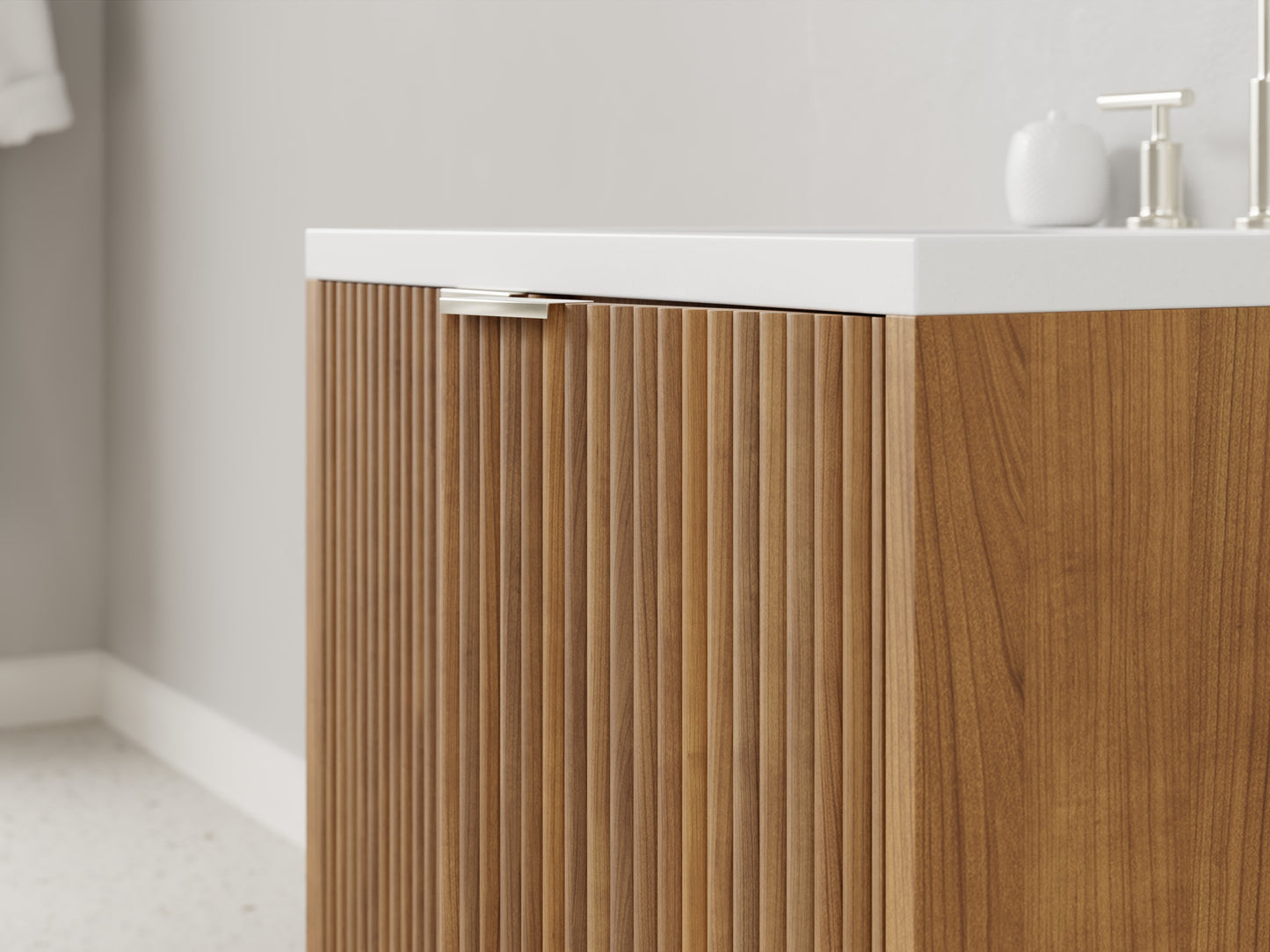 reeded - teak - closeup
