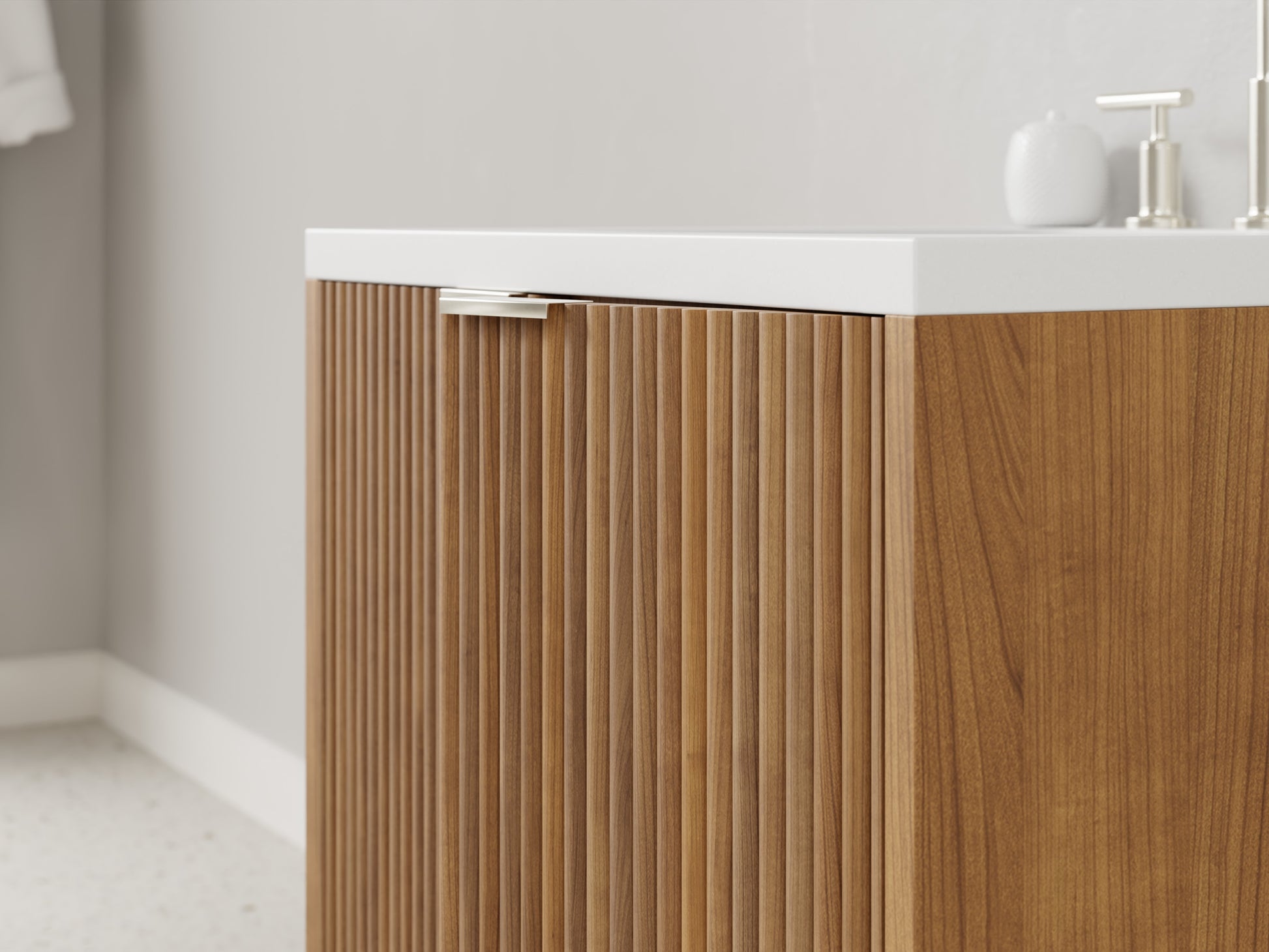 reeded - teak - closeup