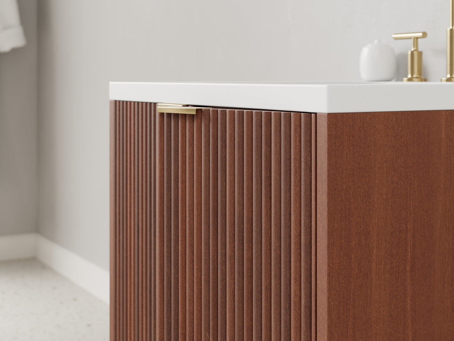 reeded - mahogany - closeup