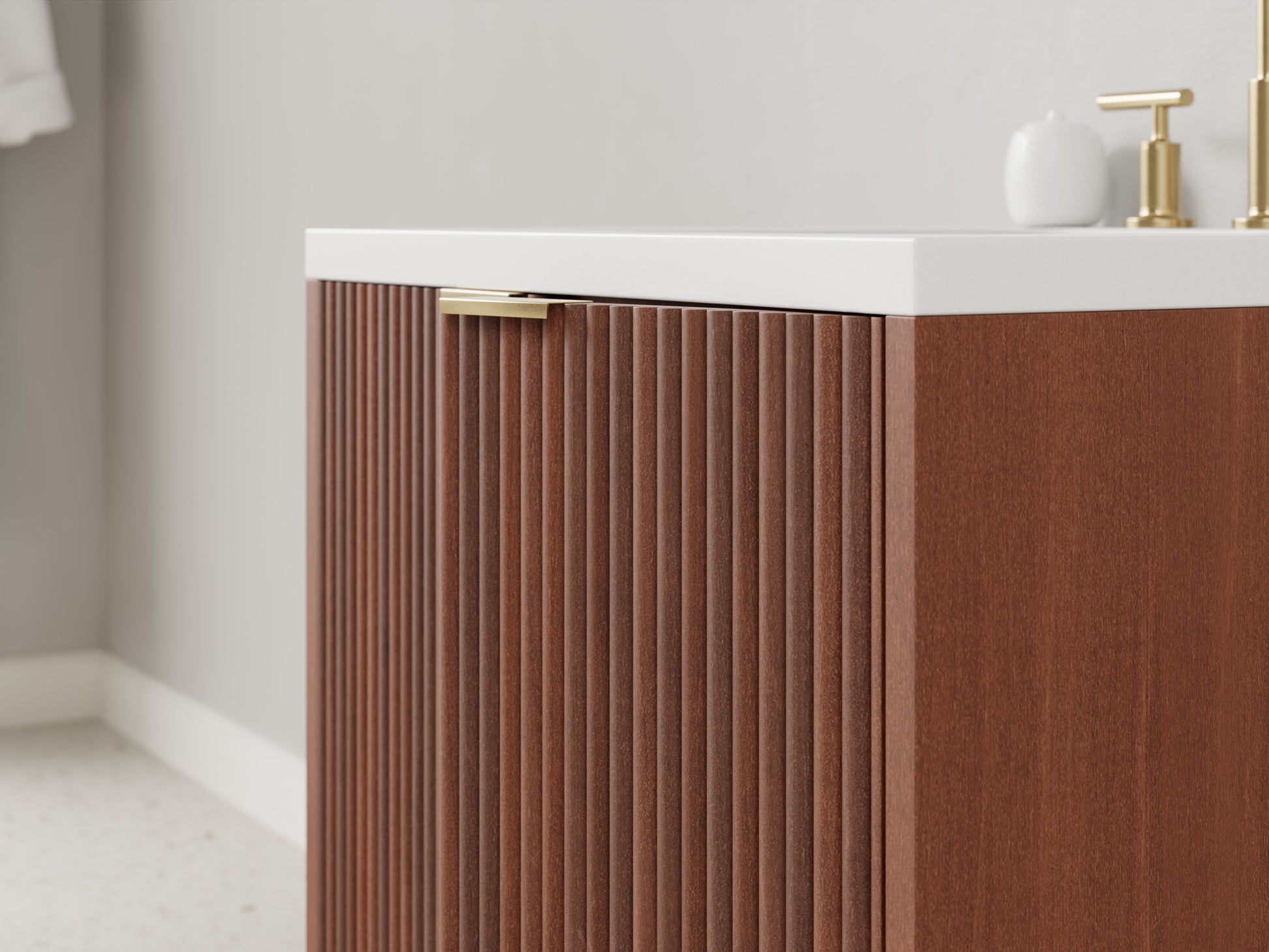 reeded - mahogany - closeup