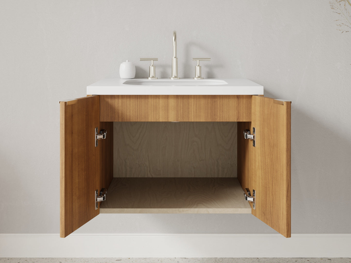 reeded - teak - open