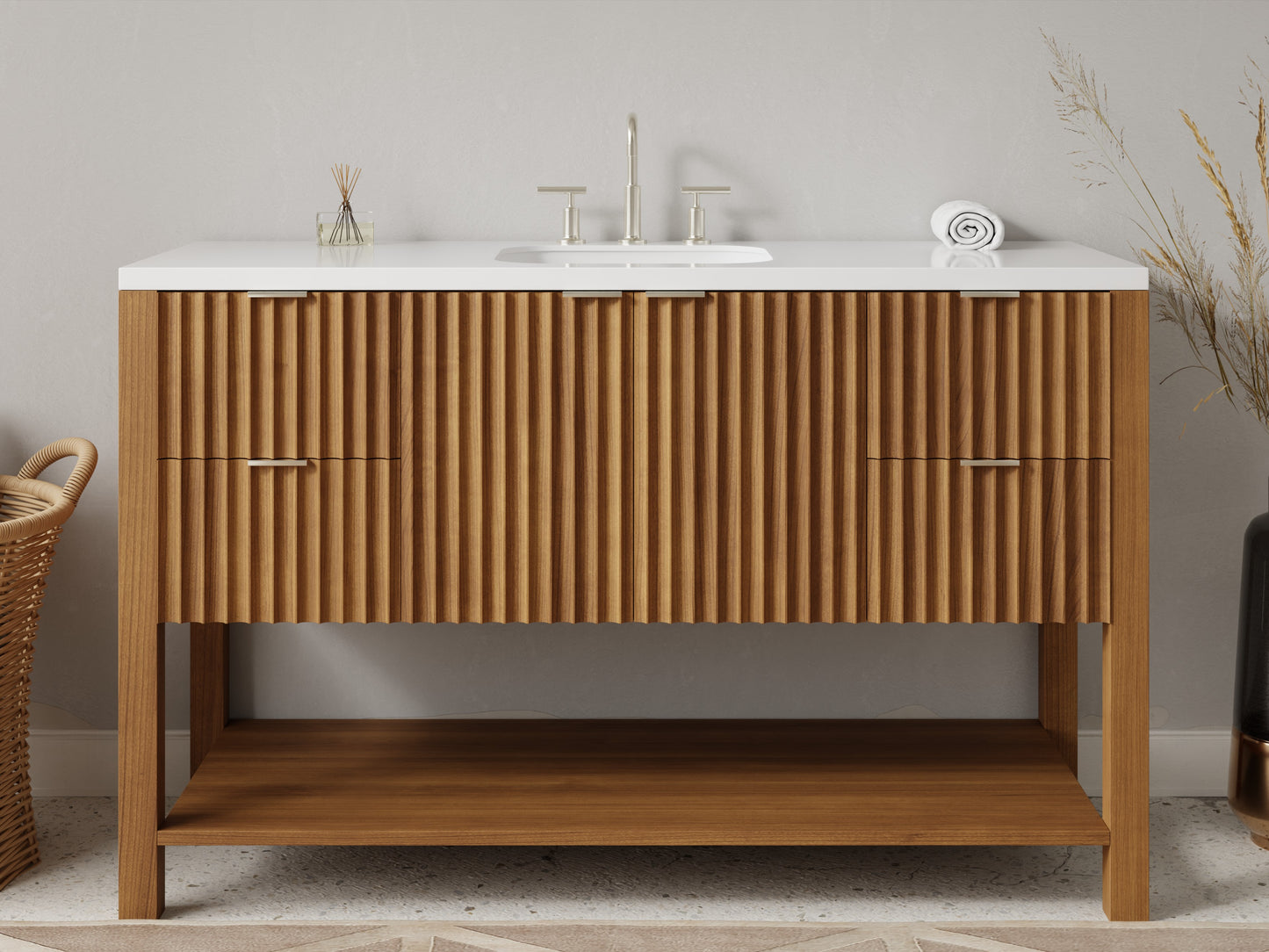 fluted - teak - front