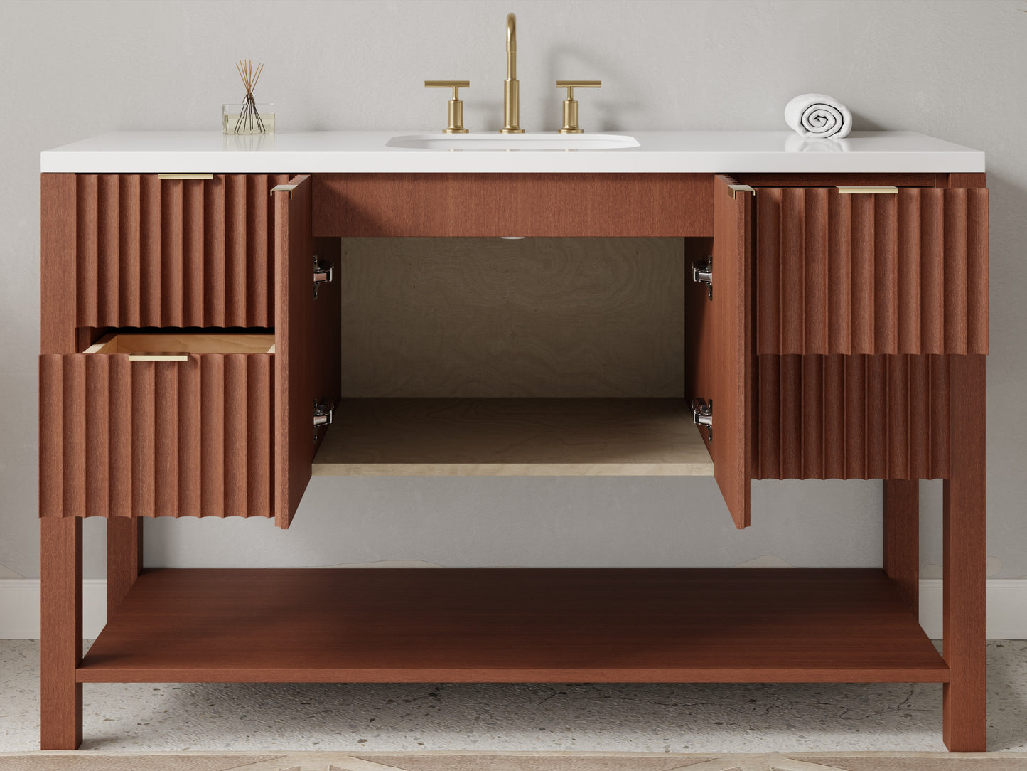 fluted - mahogany - open