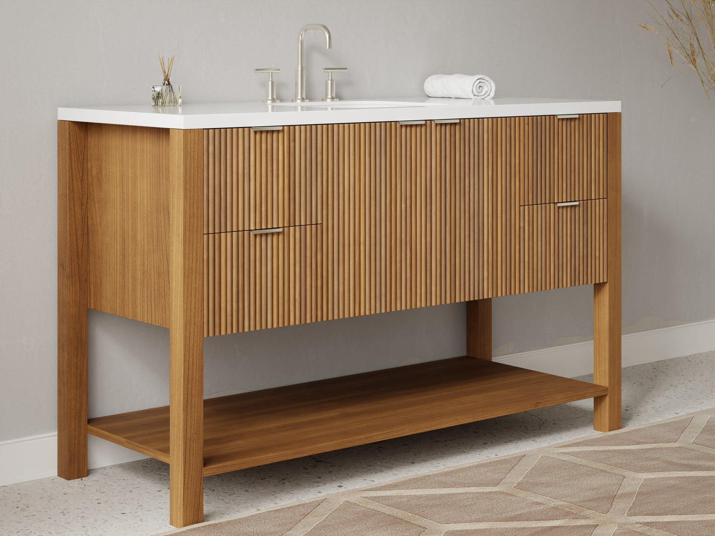 reeded - teak - side