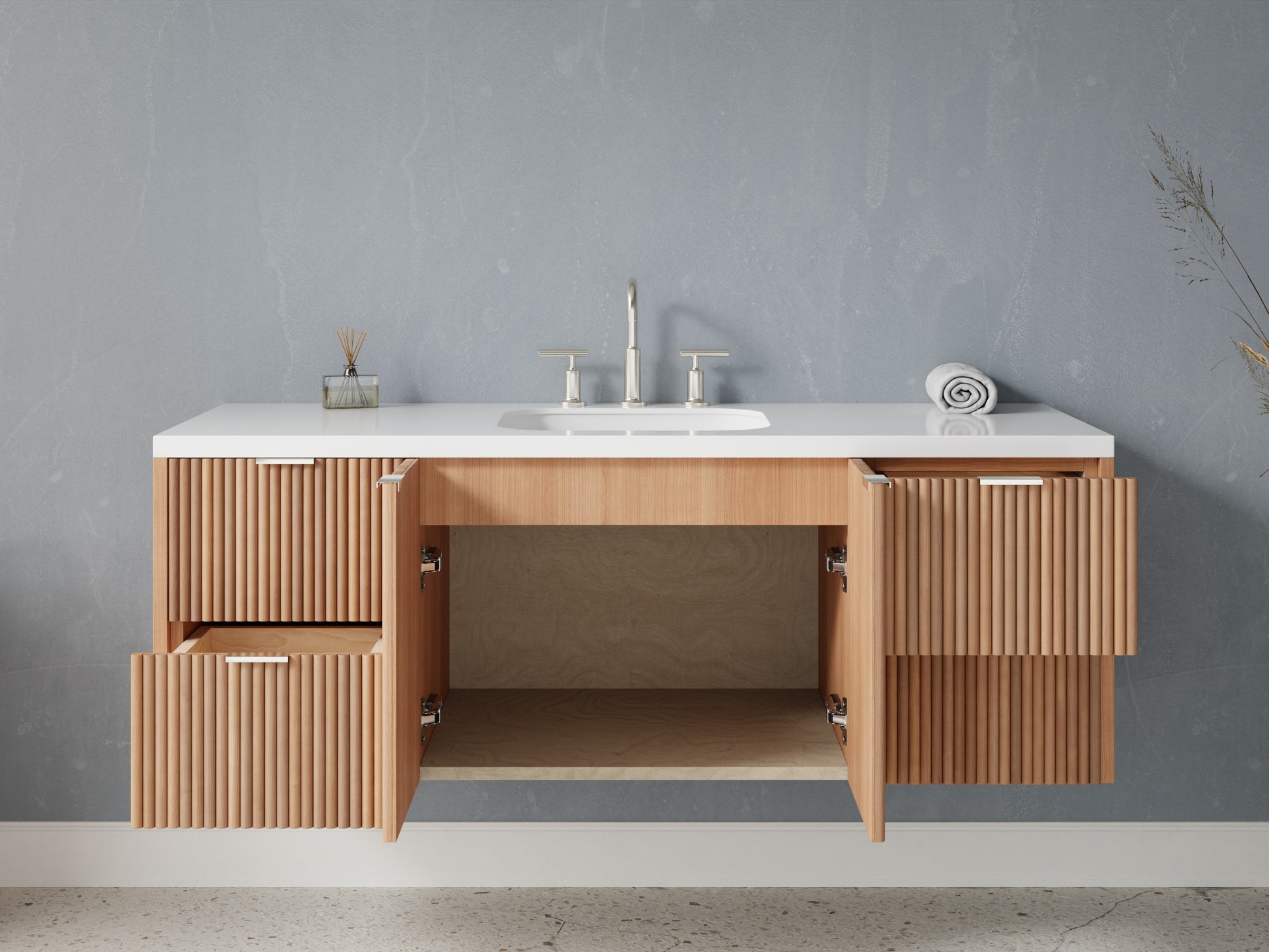 reeded - cherry - open