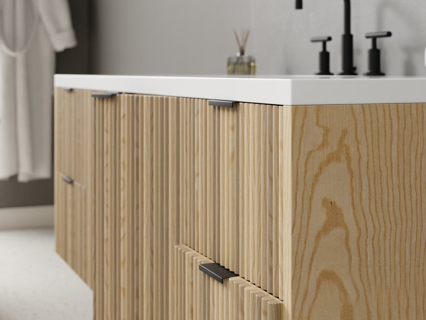 reeded - ash - closeup
