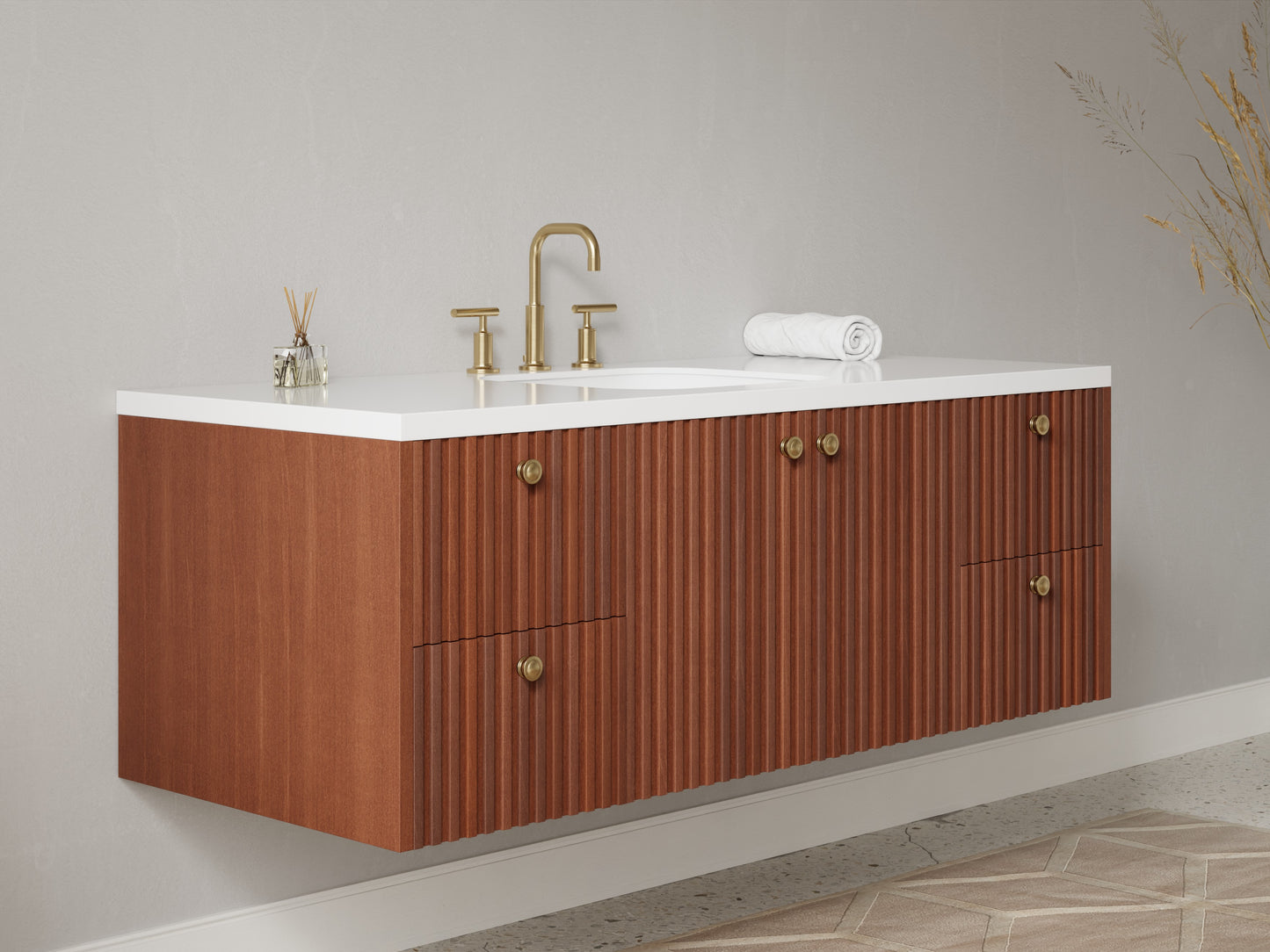 slatted - mahogany - side