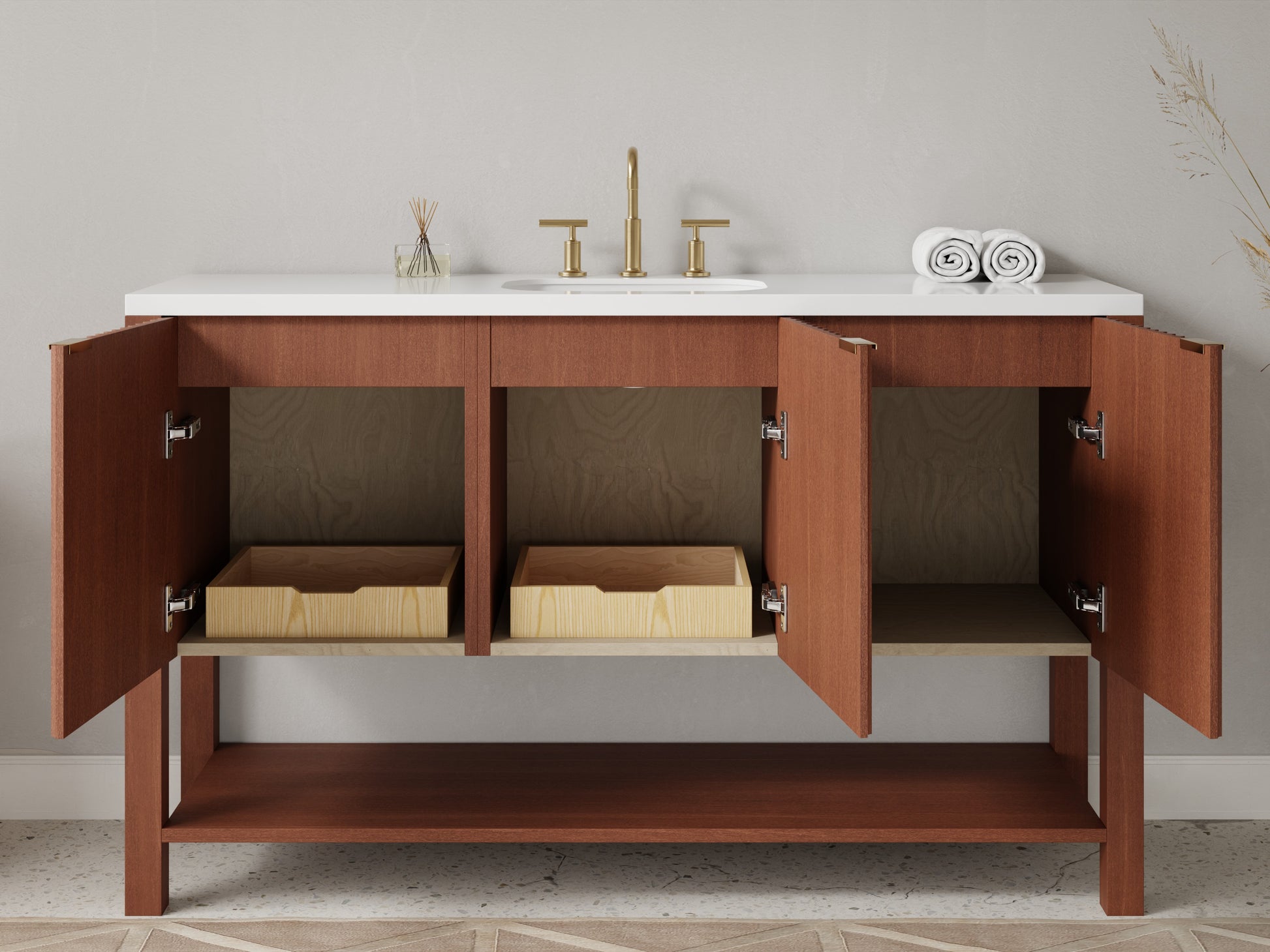 fluted - mahogany - open