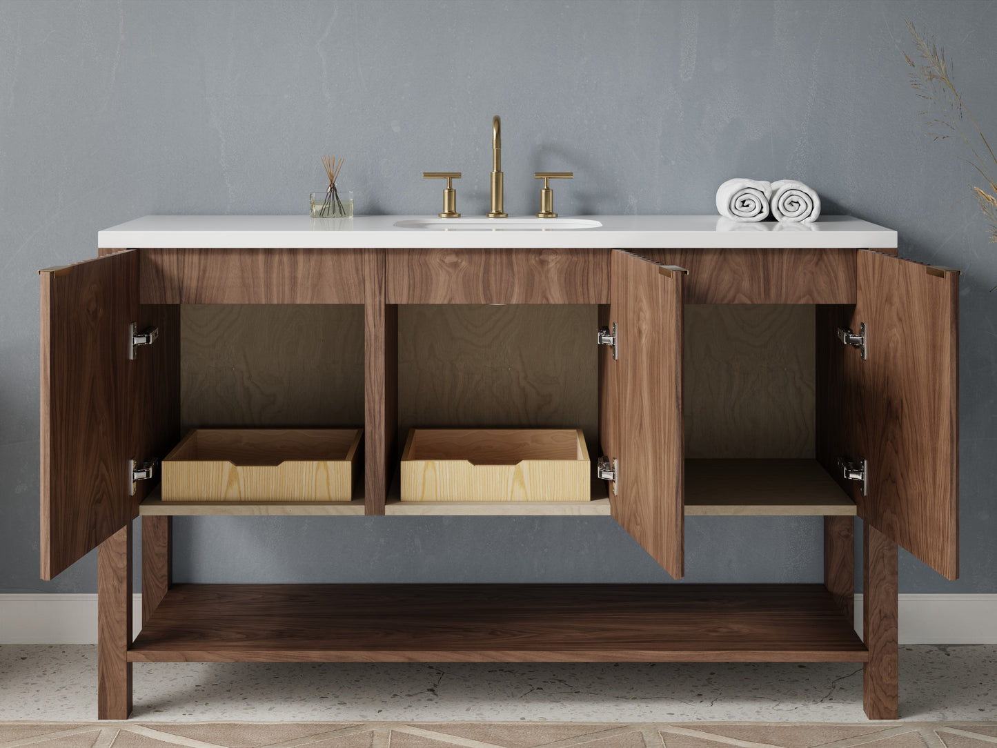 fluted - walnut - open
