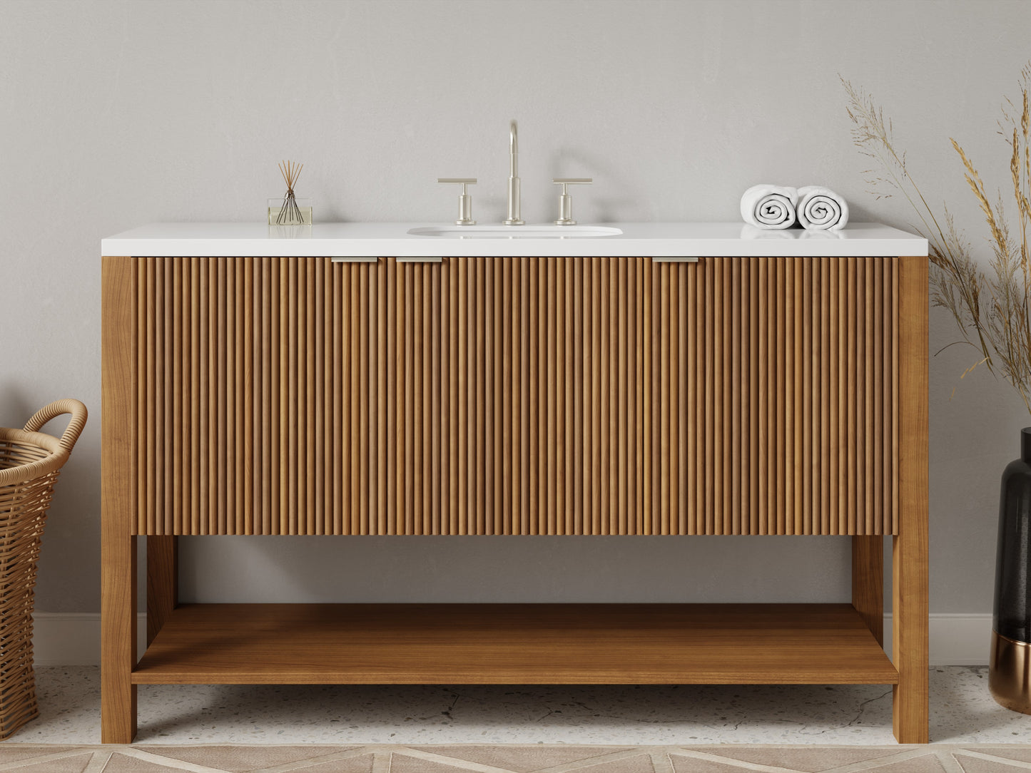 reeded - teak - front