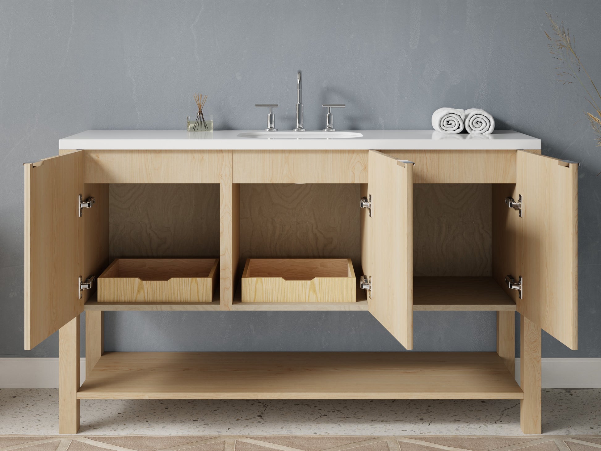 reeded - maple - open