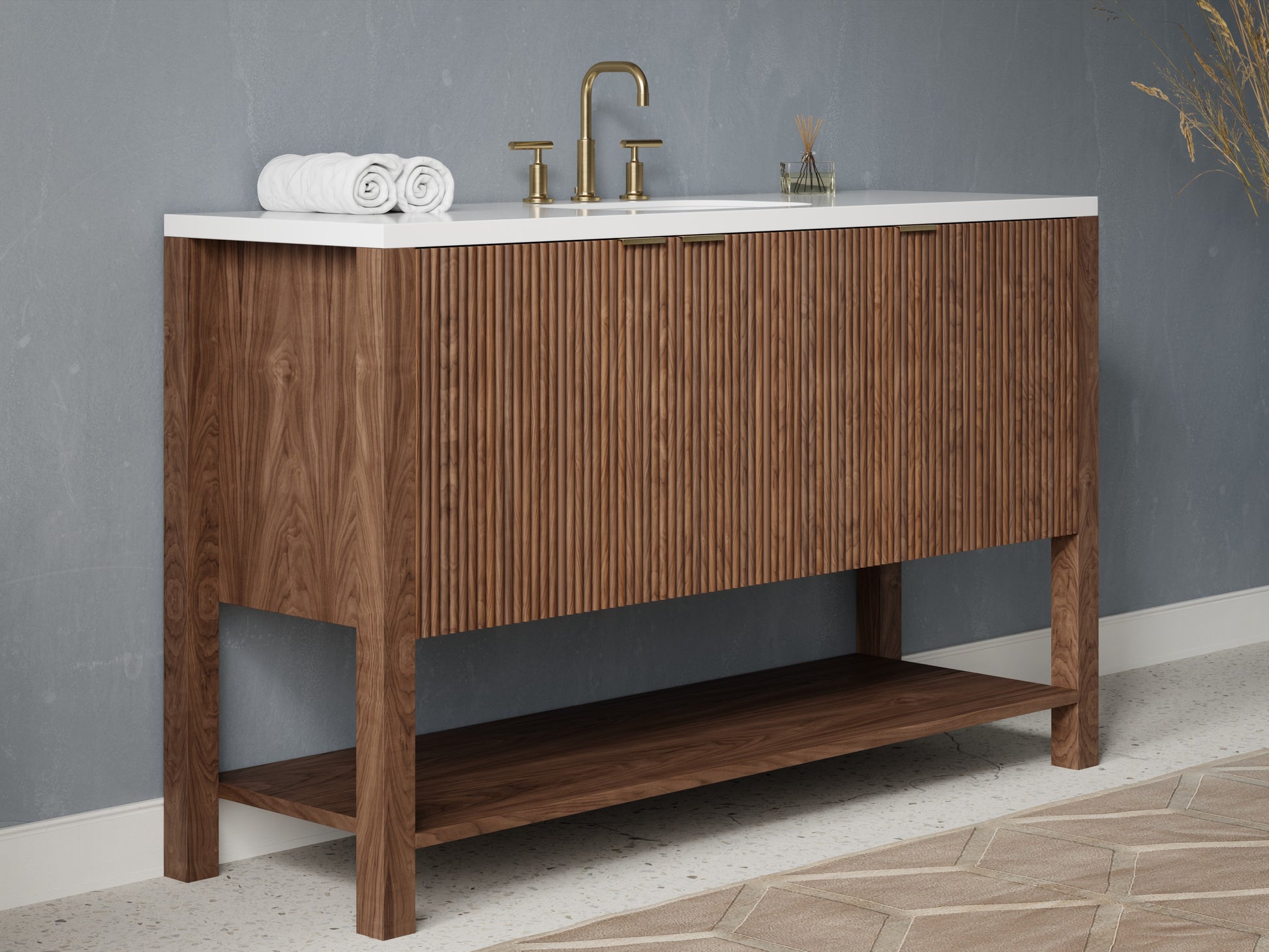 reeded - walnut - side