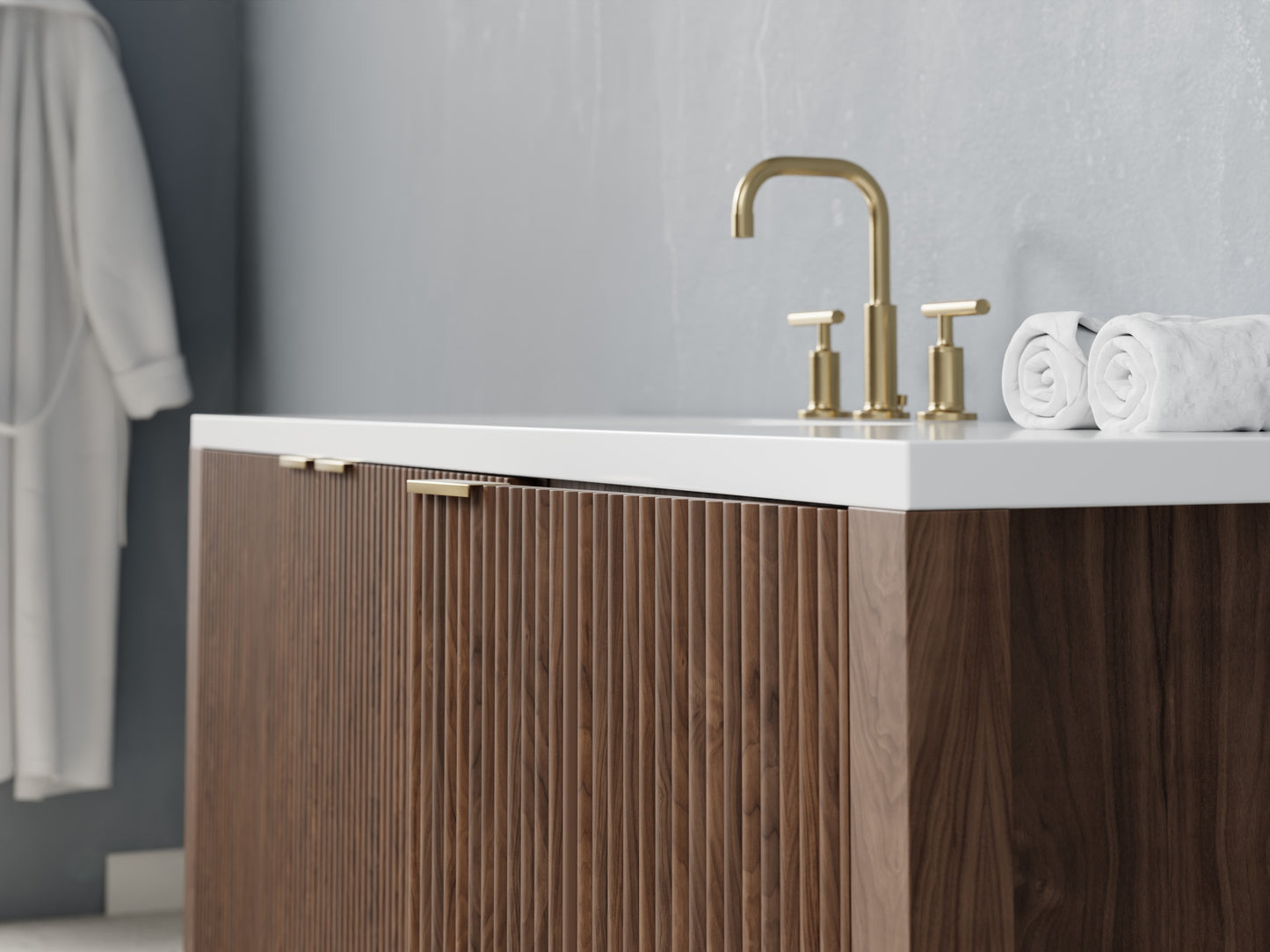 reeded - walnut - closeup