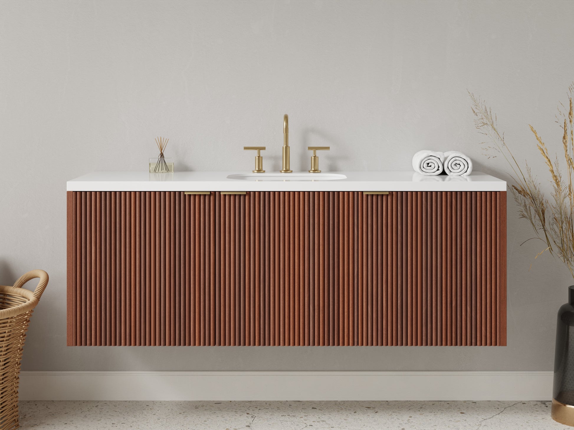 reeded - mahogany - front