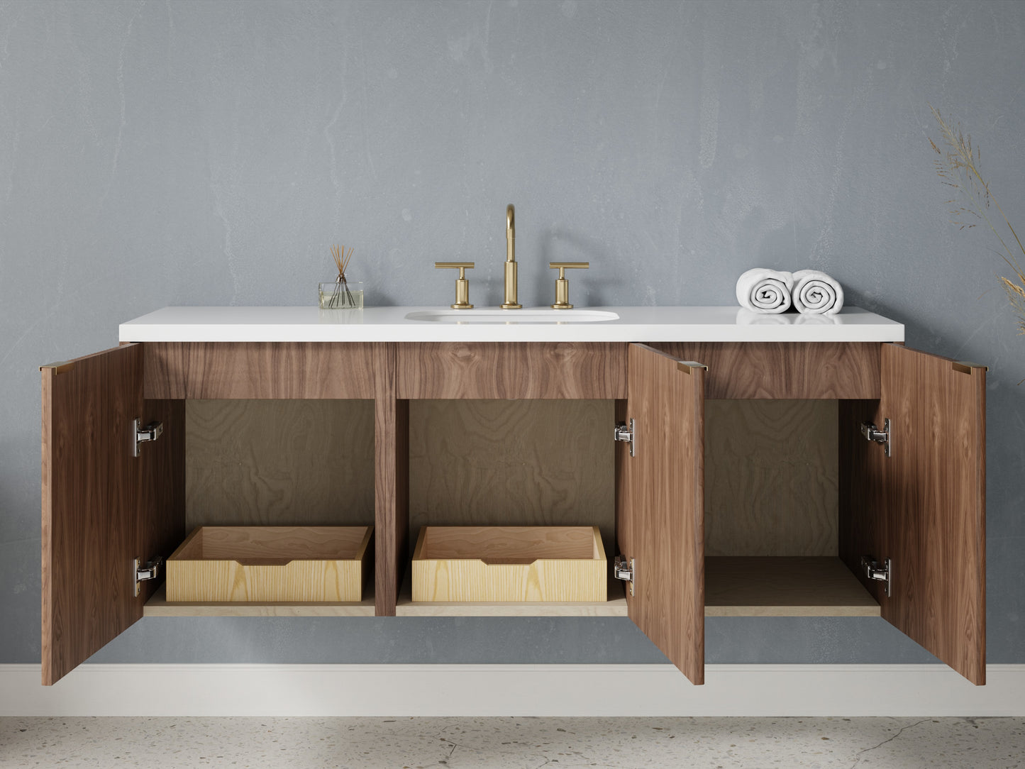 reeded - walnut - open