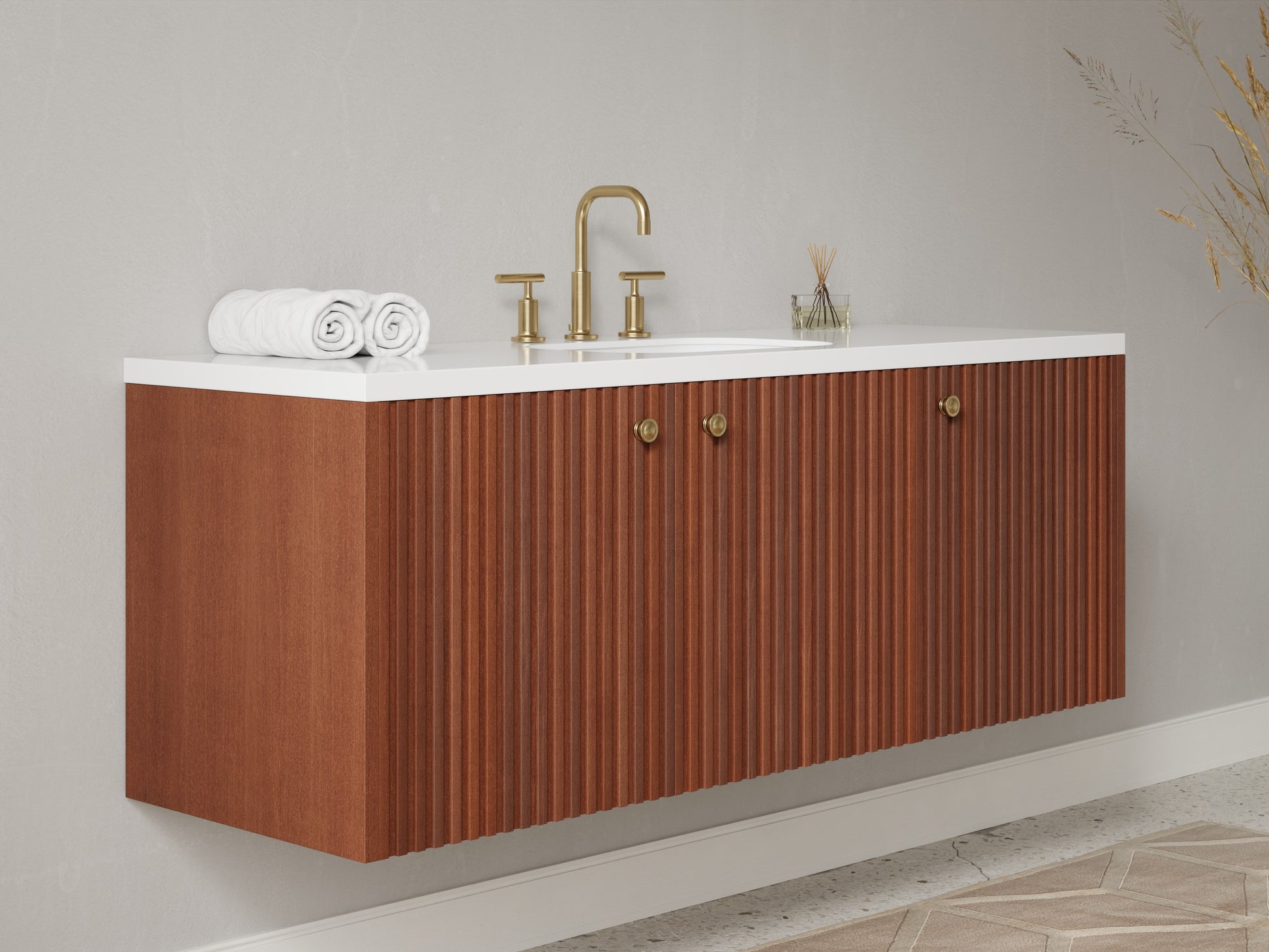 slatted - mahogany - side