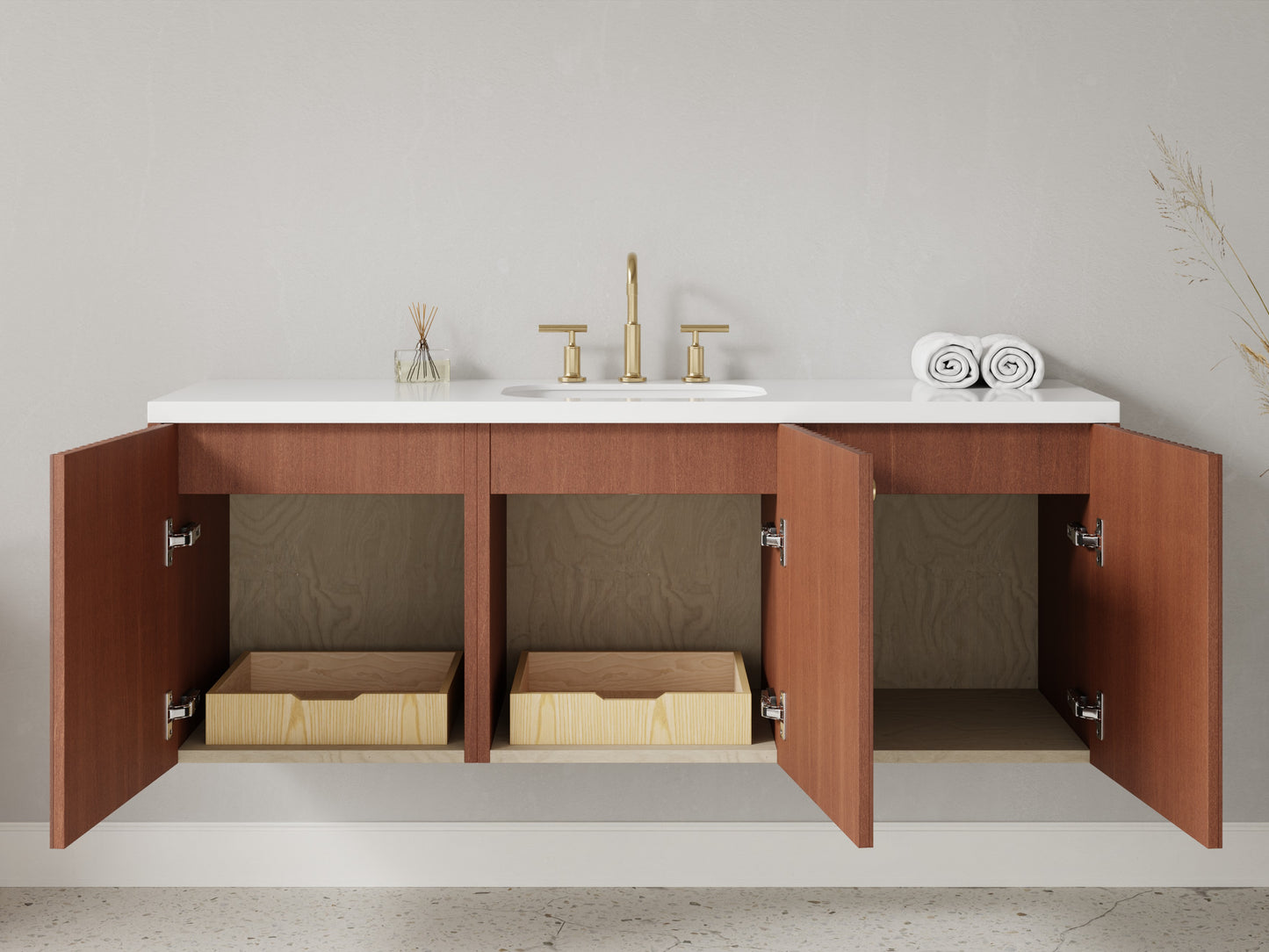 slatted - mahogany - open